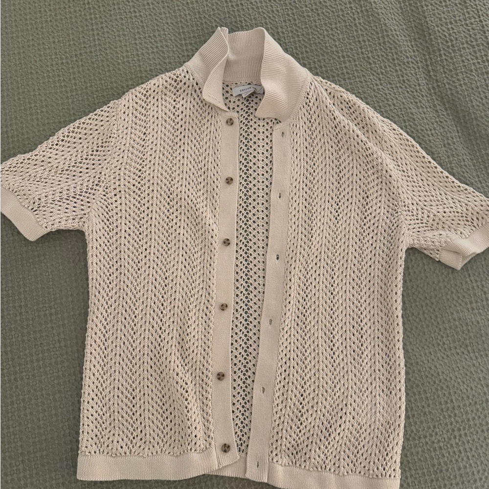 CottonOn Men’s Stitch Sweater Short Sleeve Button Up